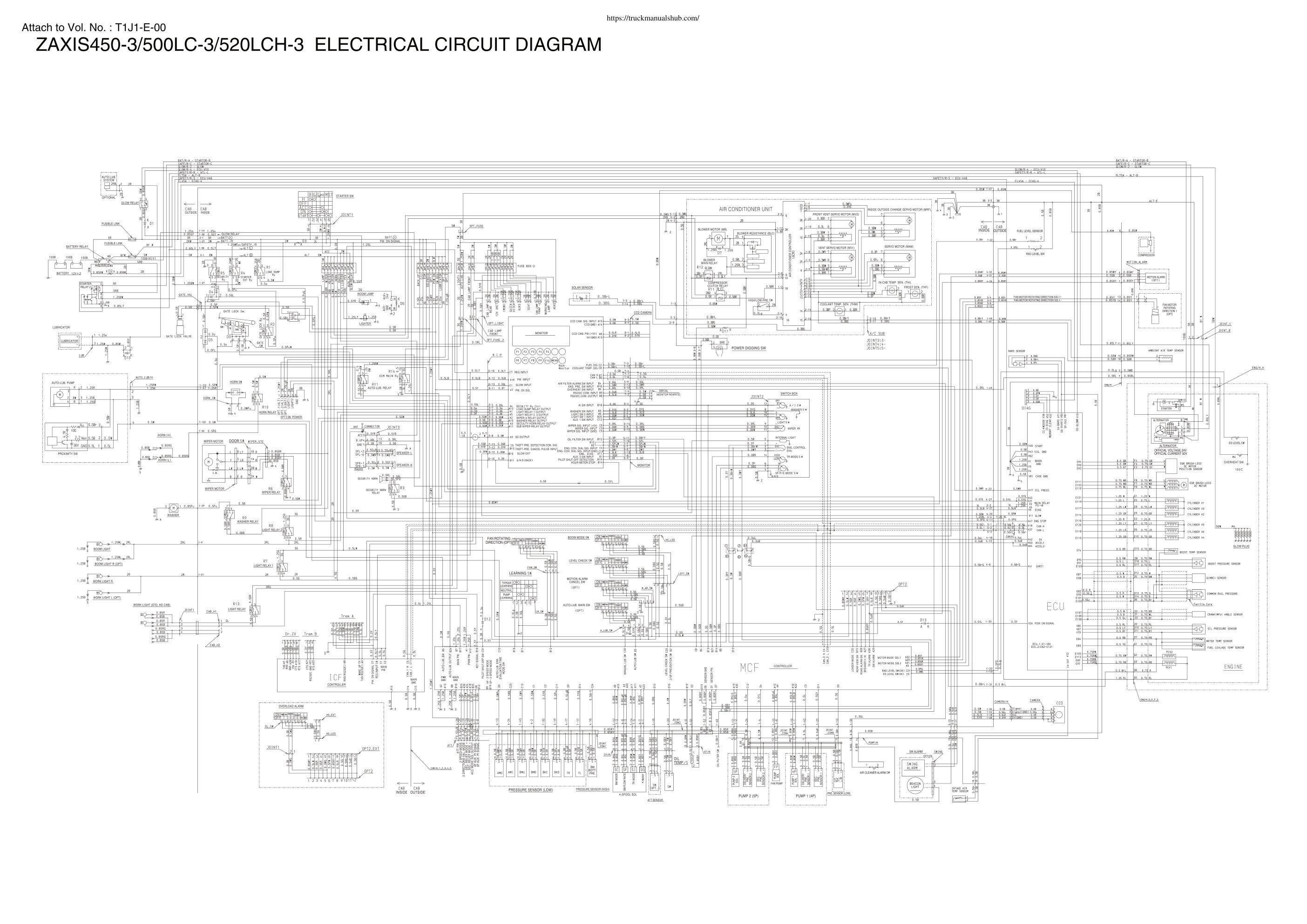 Première page de Hitachi Zaxis 450 500 520 Electrical Wiring Diagrams