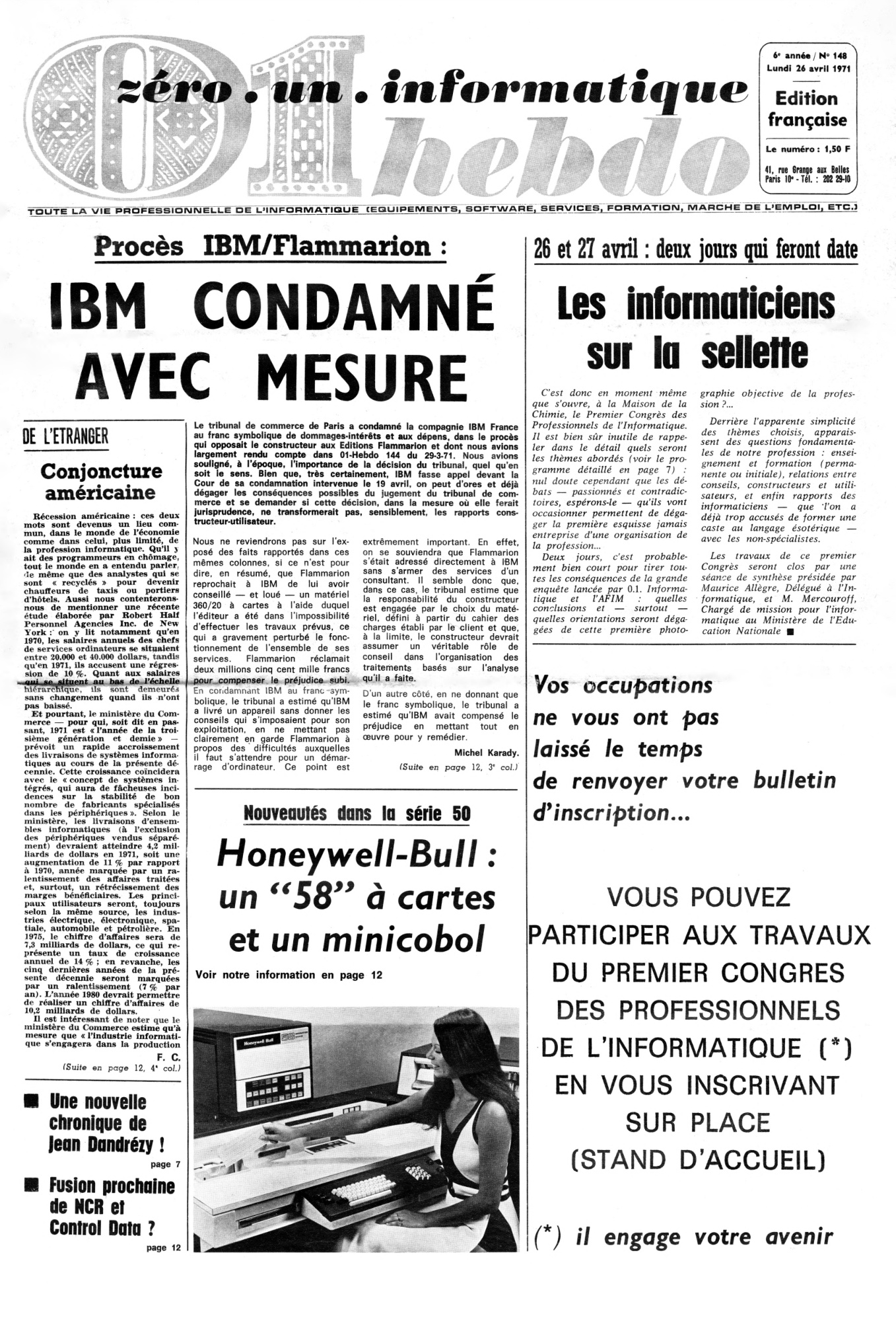 Première page de 01informatique numero0148