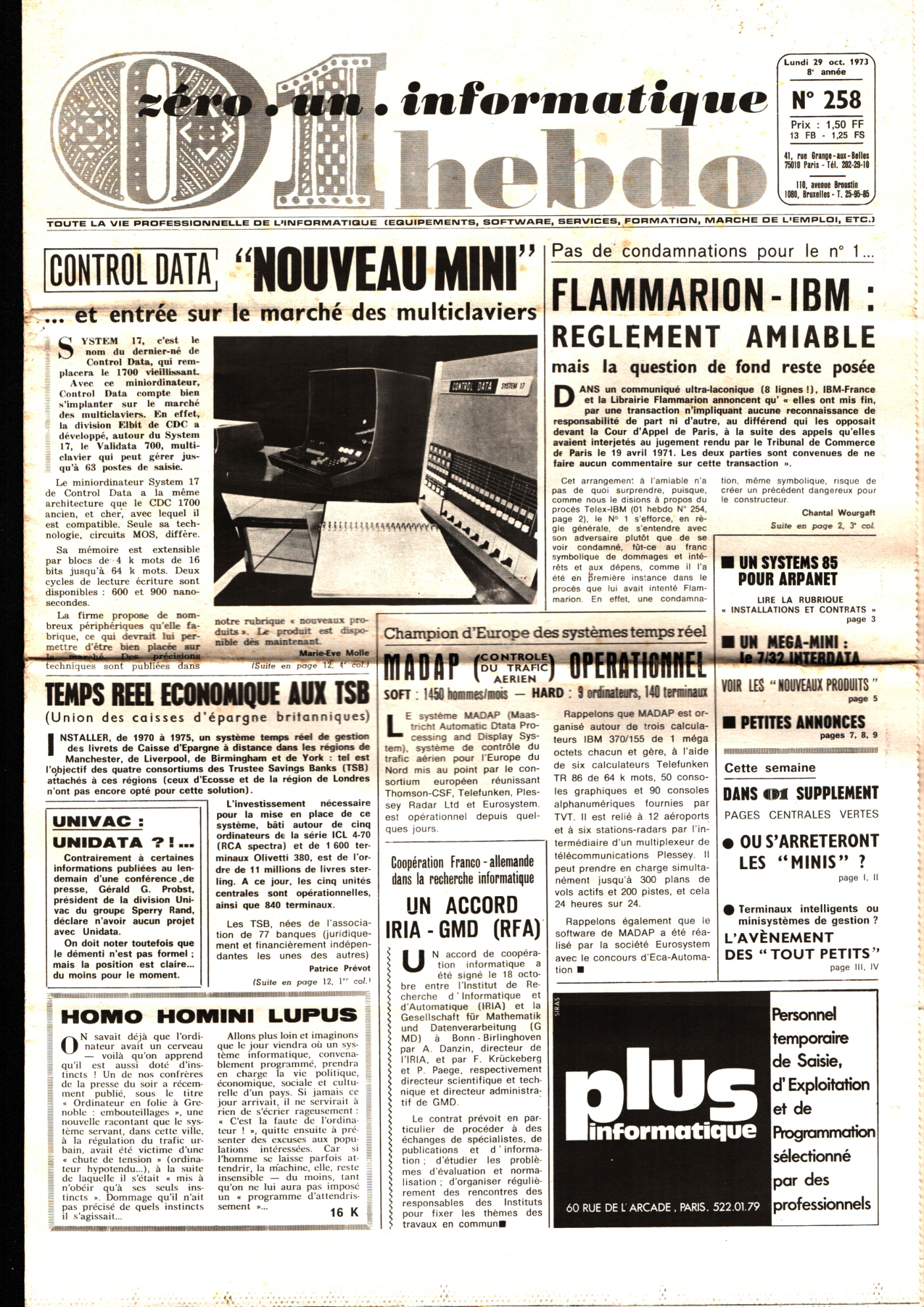 Première page de 01informatique numero0258
