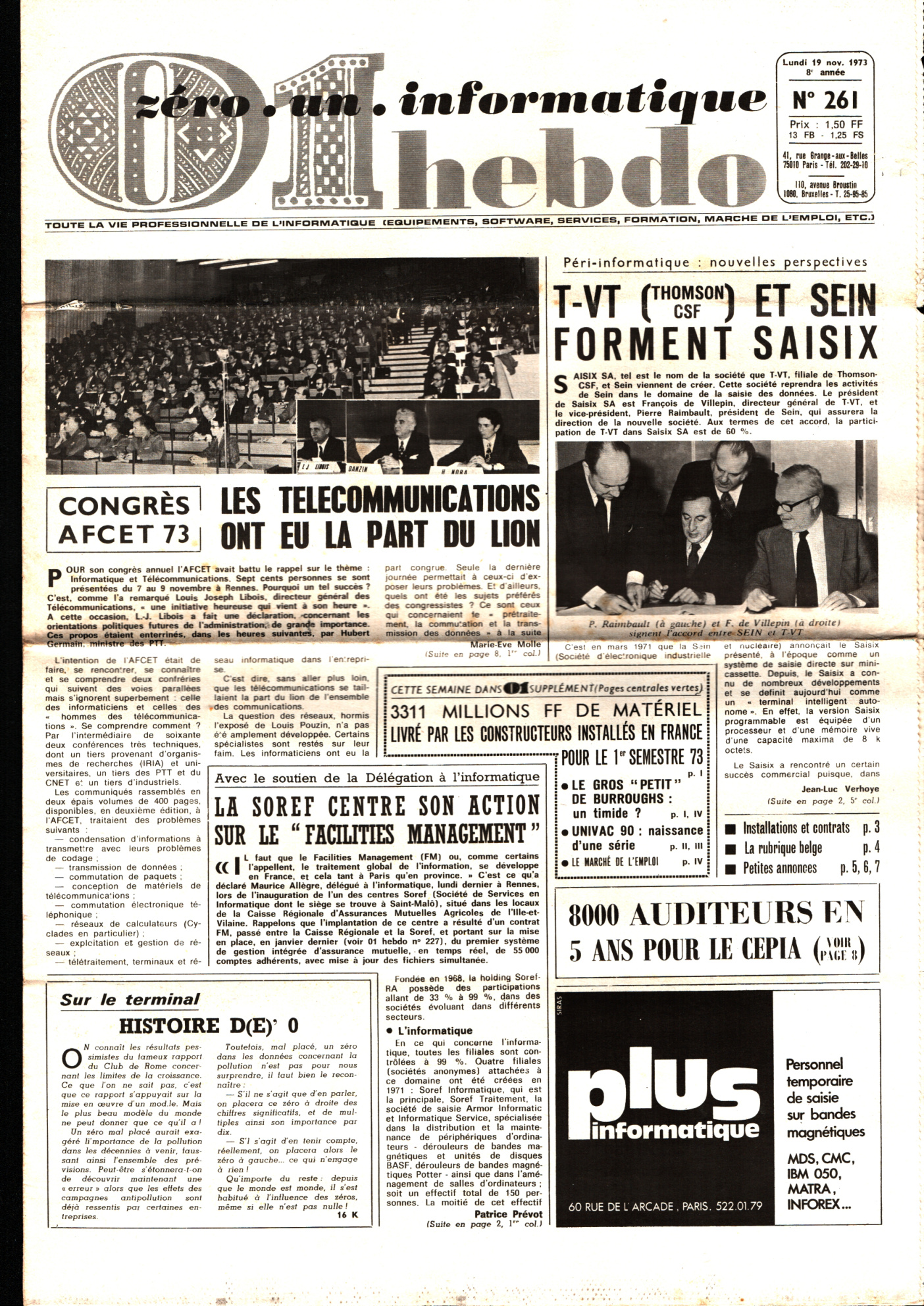 Première page de 01informatique numero0261