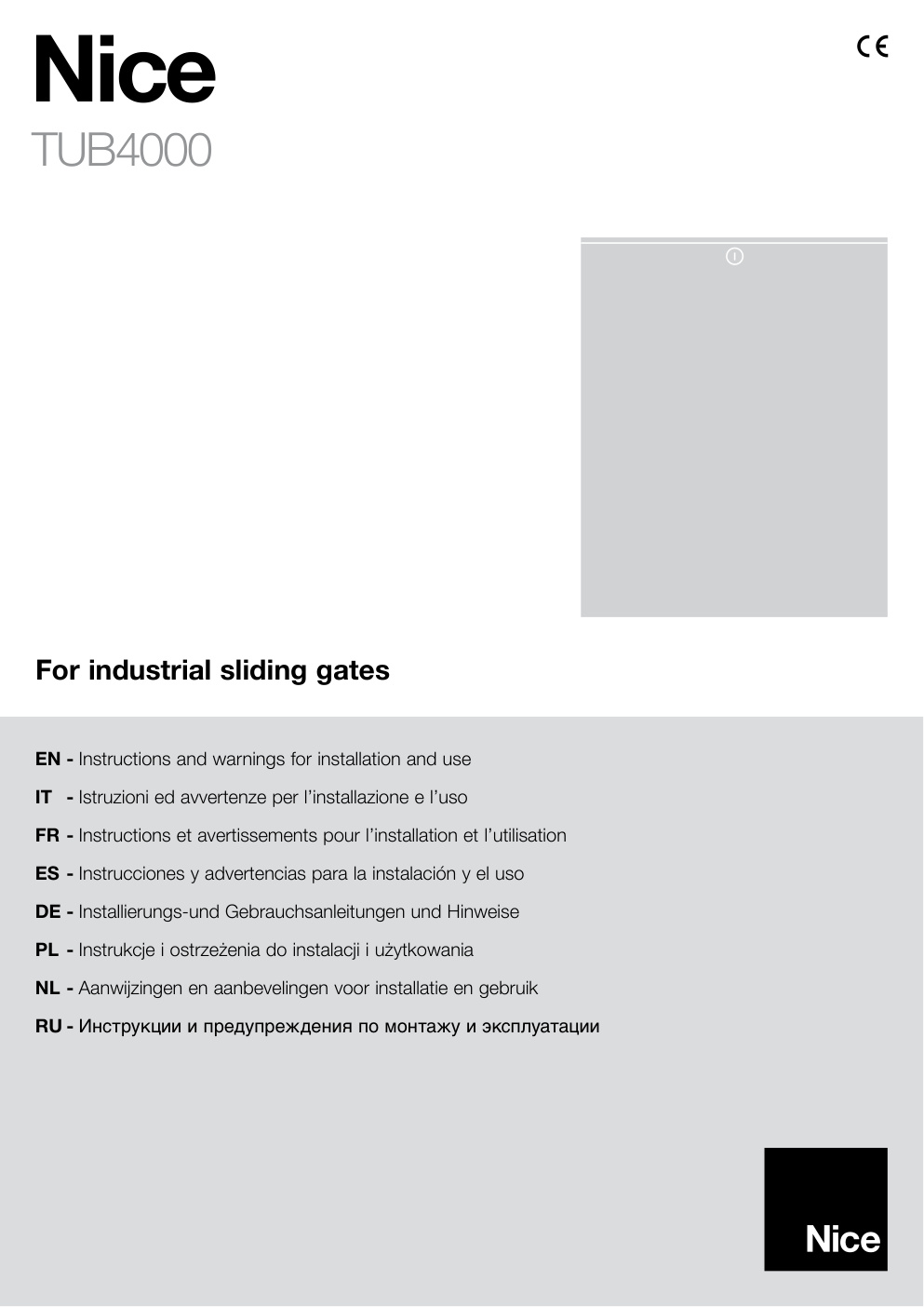 Première page de EN - Instructions and warnings for installation and use