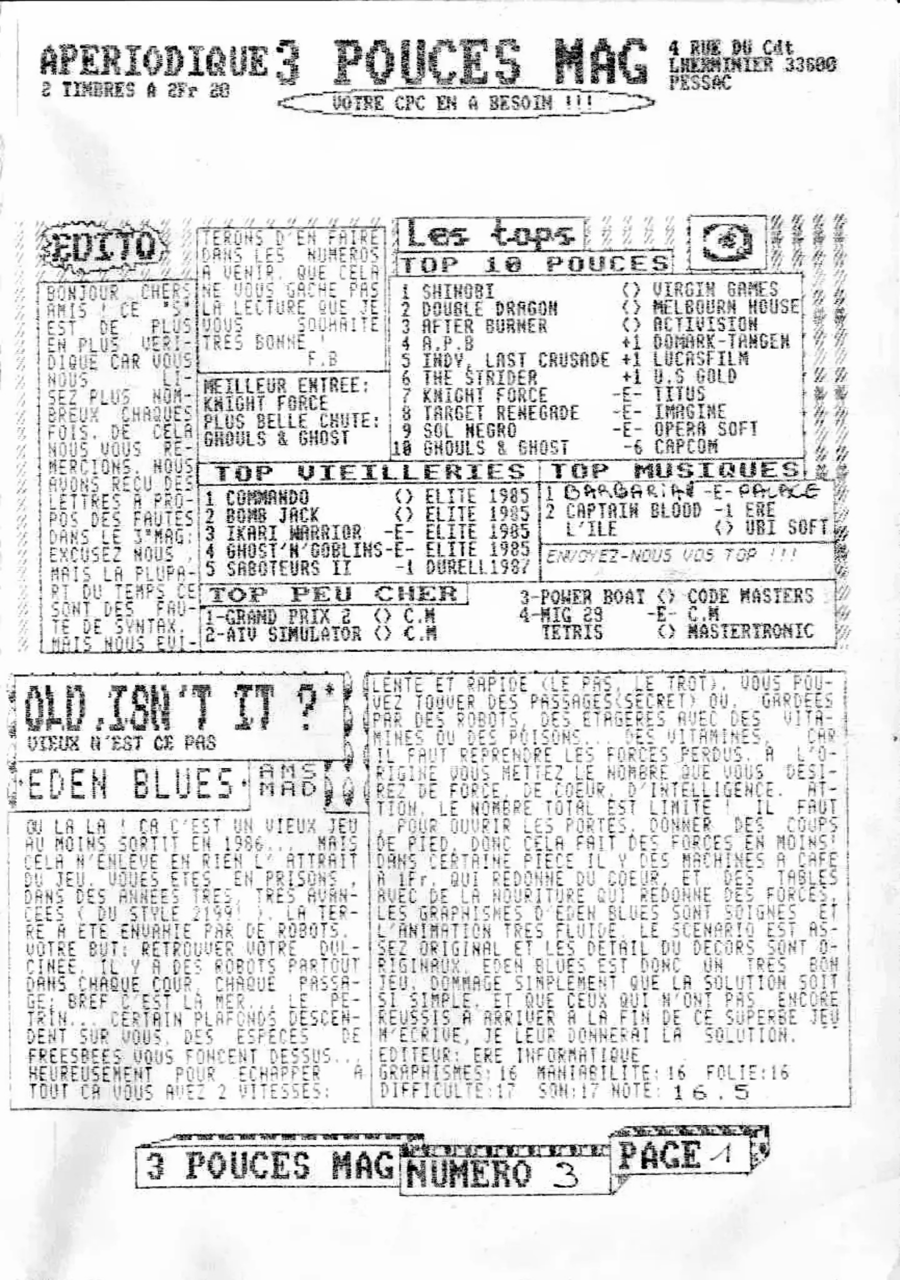 Première page de 3poucesmag numero03