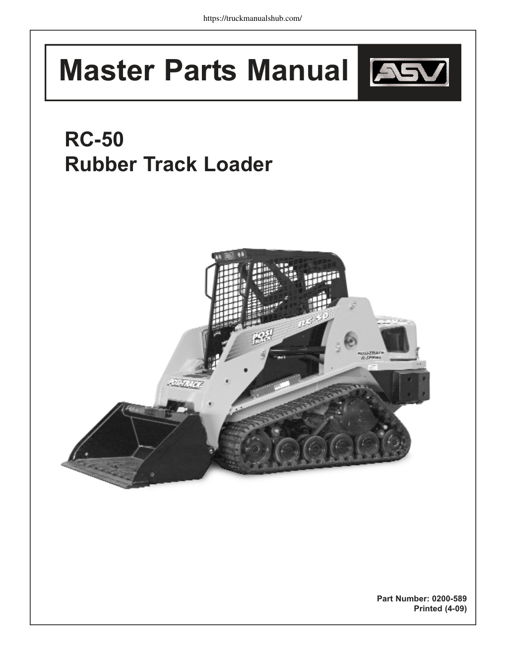 Première page de ASV RC 50 Rubber Track Loader Parts Manual