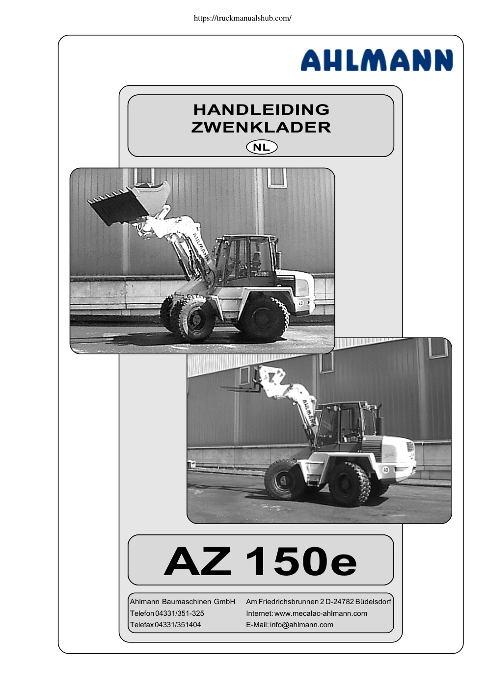 Première page de Ahlmann AZ 150 E Maintenance Manual