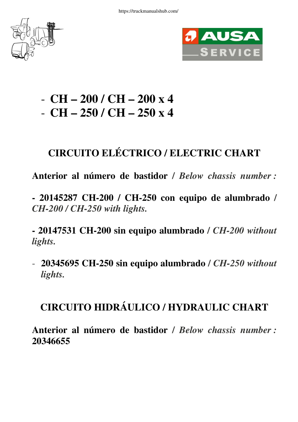 Première page de Ausa CH 200 CH 250 Forklift Service Manual
