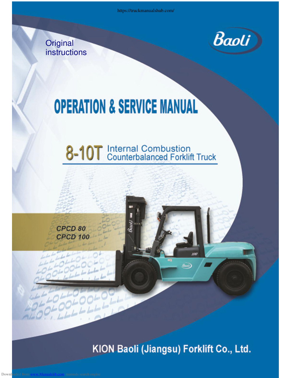 Première page de Baoli CPCD 80 CPCD 100 Internal Combustion Counterbalanced Forklift Truck Operation Service Manual