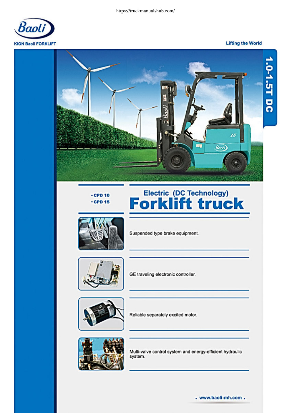 Première page de Baoli CPD 10 CPD 15 Electric Forklift truck Technical Specifications