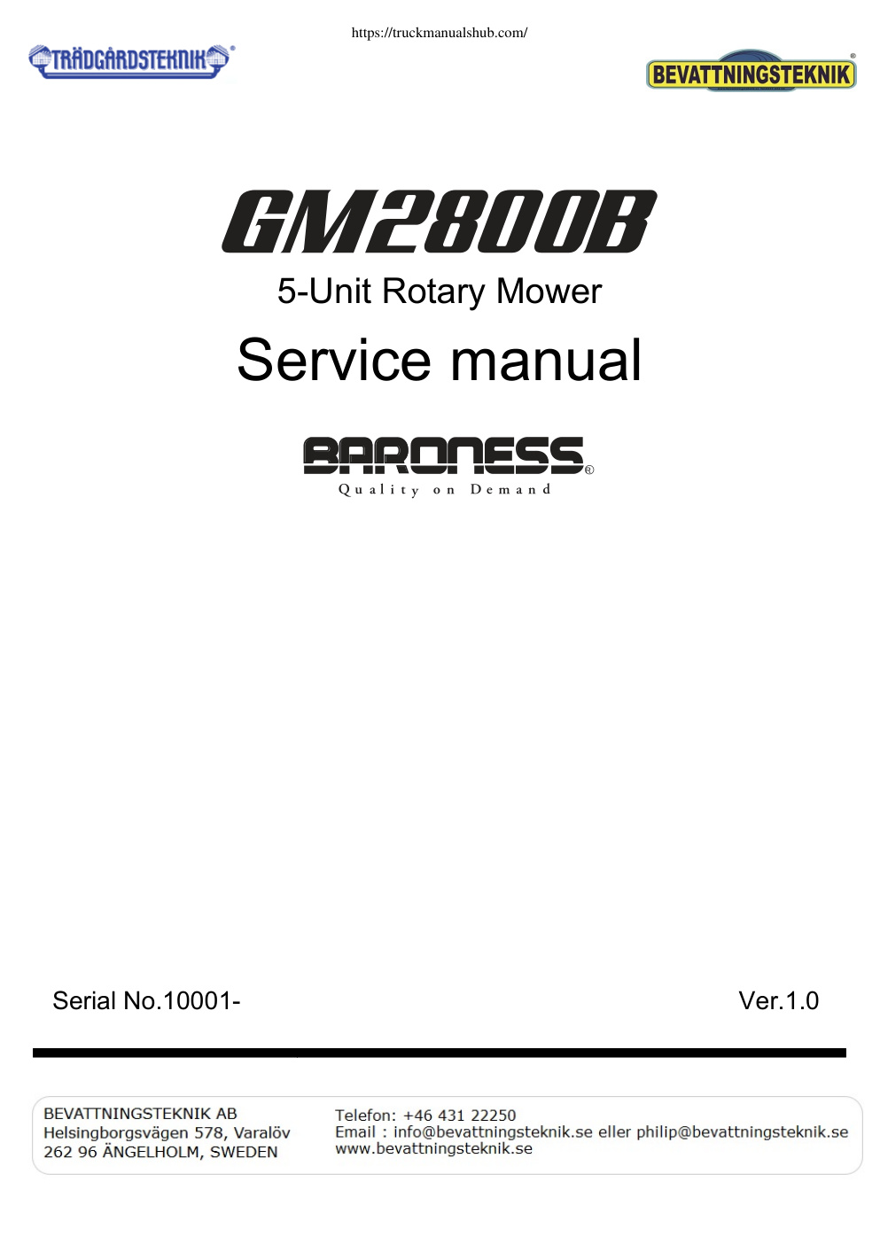 Première page de Baroness GM2800B Servicer Manual