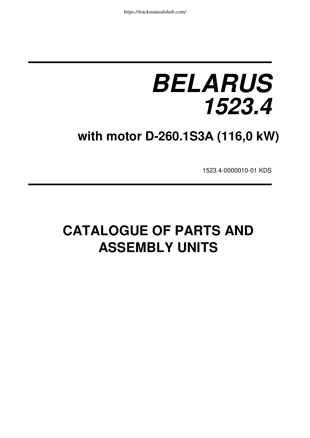 Première page de Belarus 1523 4 MMZ Spare Parts Catalogue