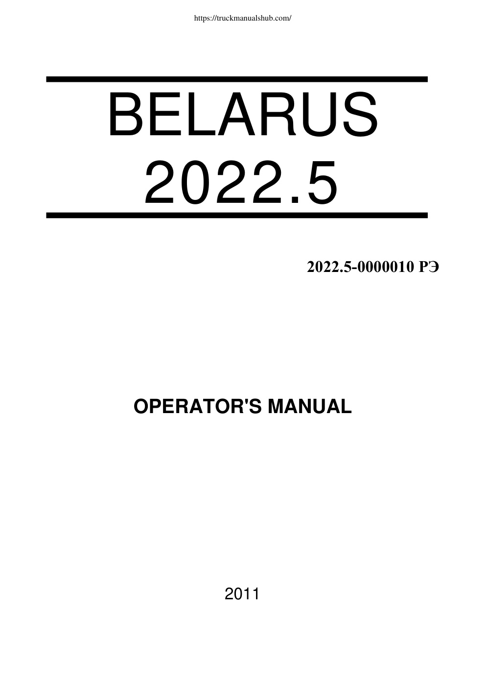 Première page de Belarus 2022 5 Operators Manual