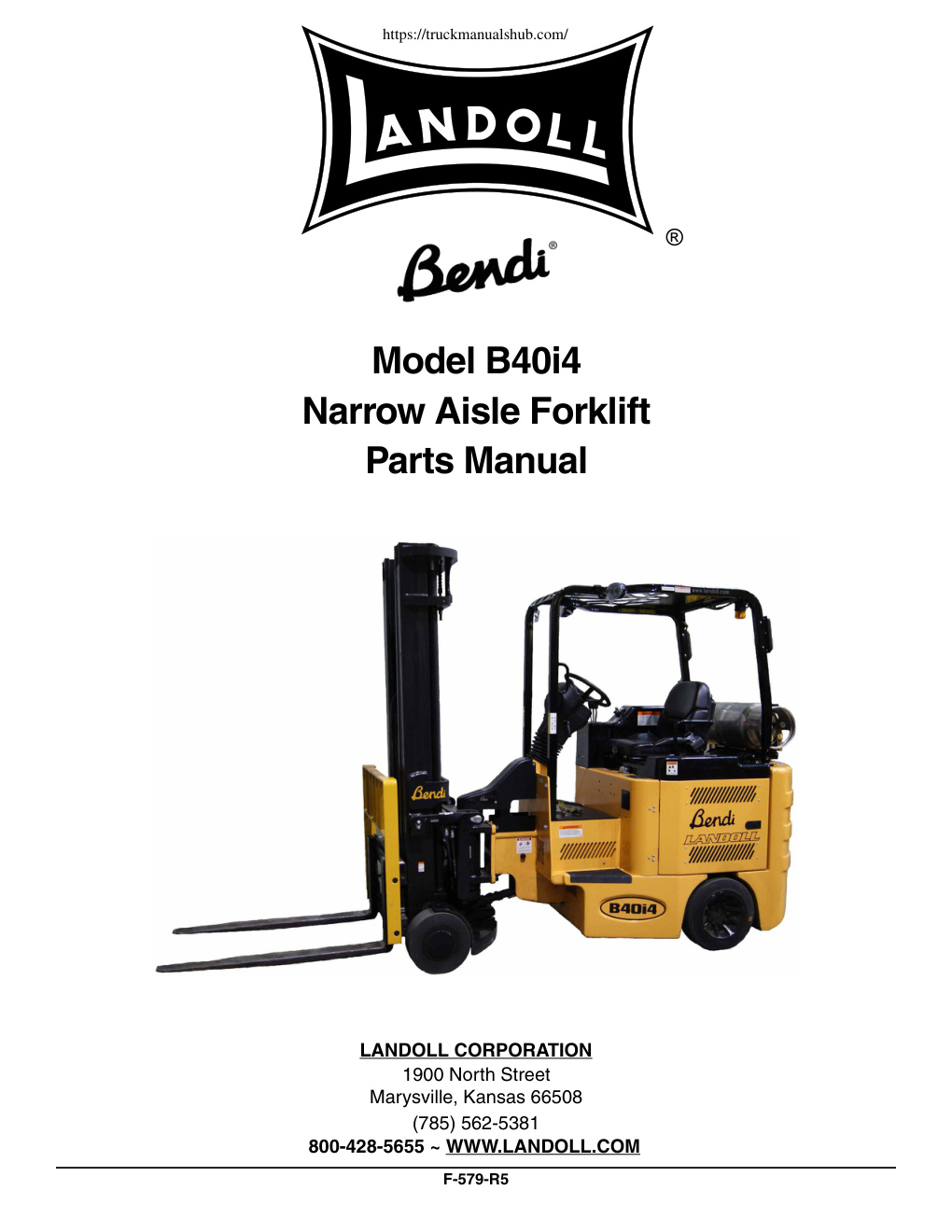 Première page de Bendi B40i4 Narrow Aisle Forklift Parts Manual