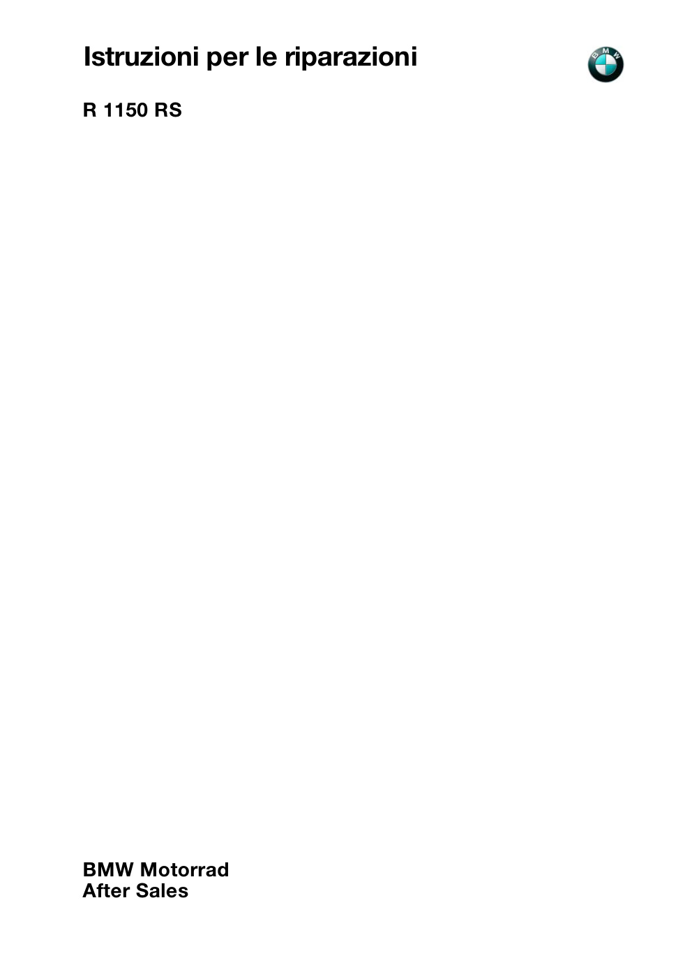 Première page de Bmw R 1150 Rs Manuale Officina It