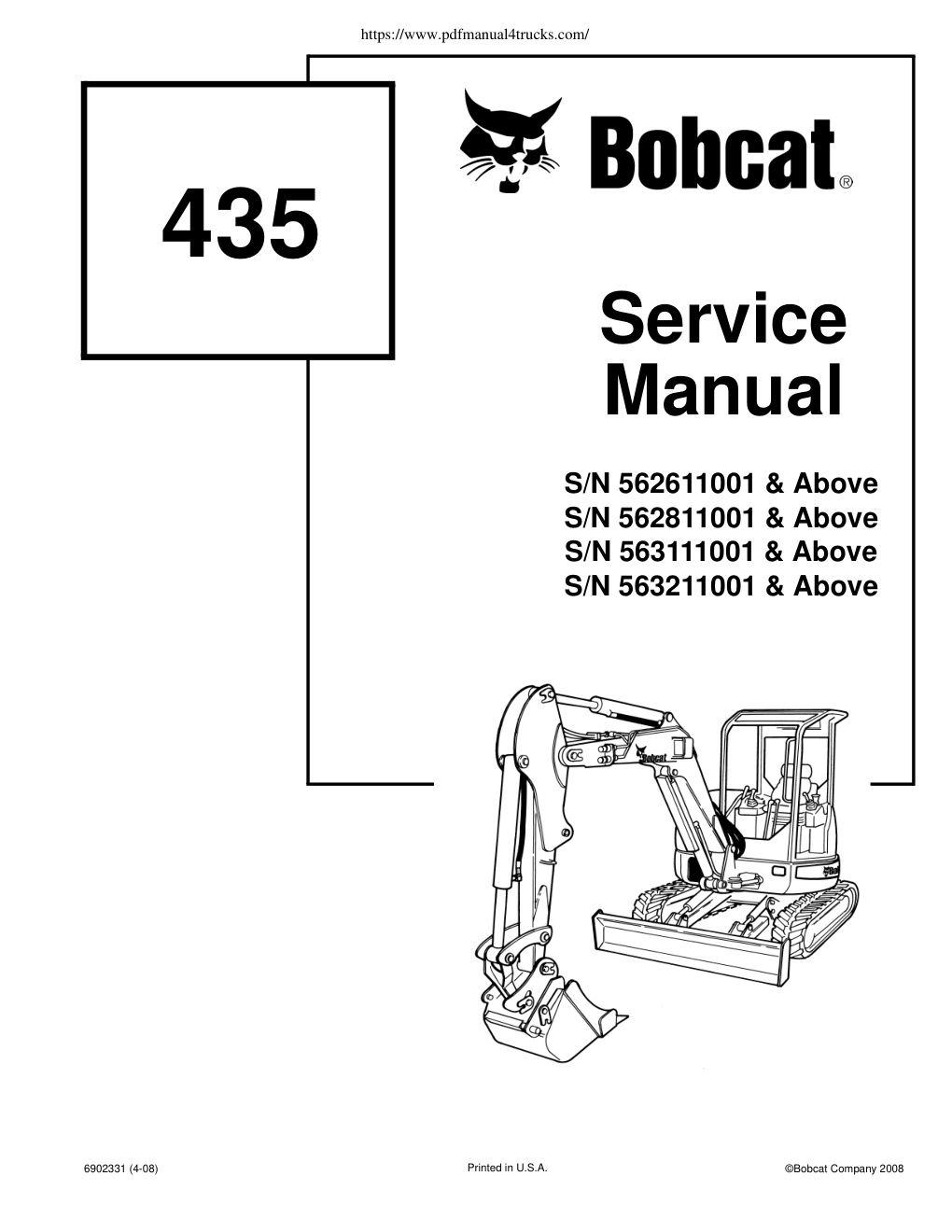 Première page de Bobcat 435 Service Manual