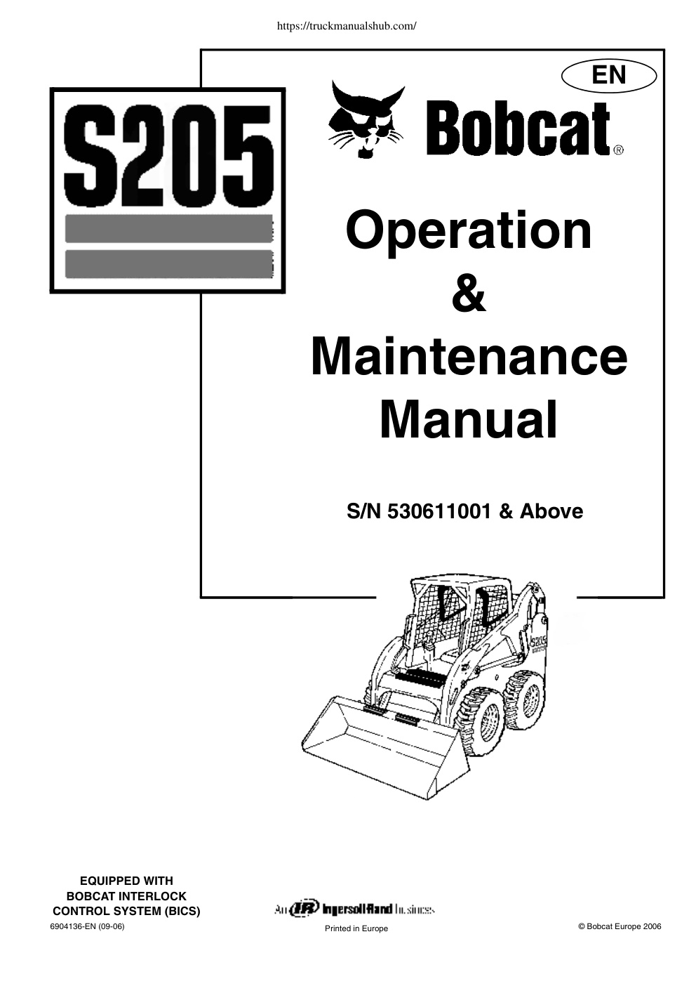 Première page de Bobcat S205 Operation and Maintenance Manual