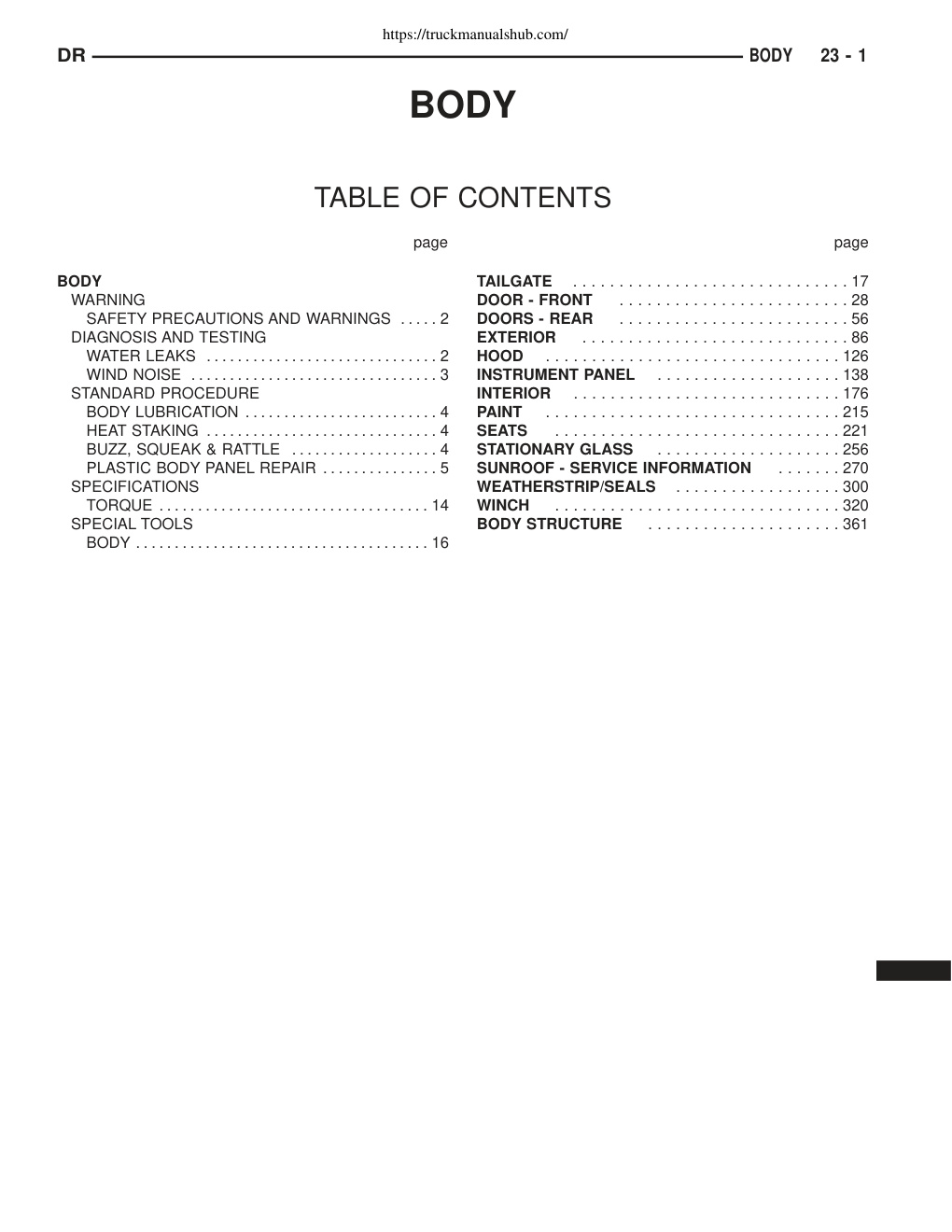 Première page de Body