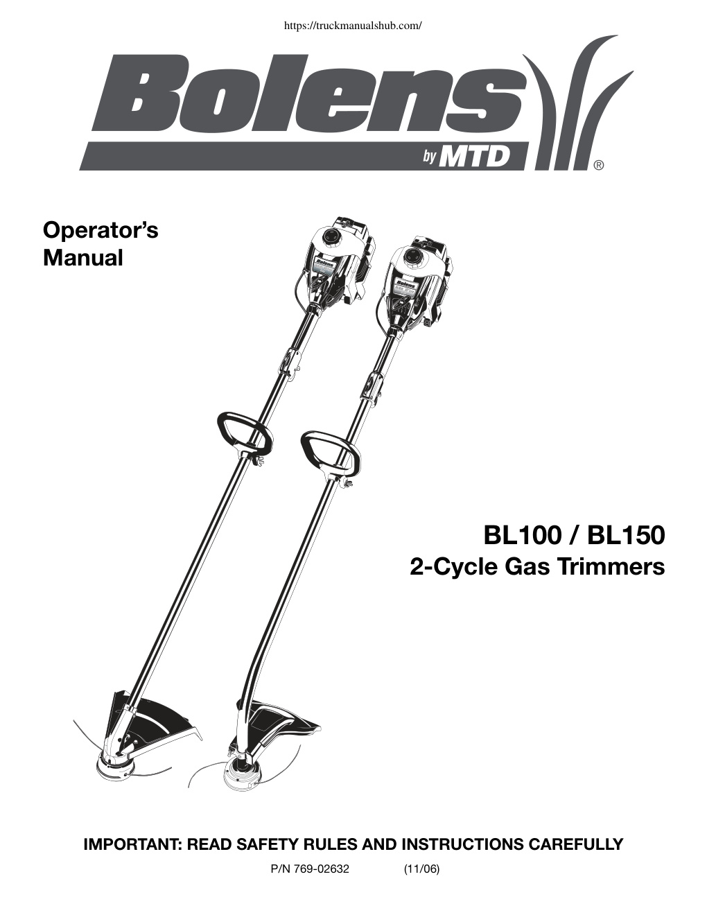 Première page de Bolens BL100 BL150 Operator s Manual