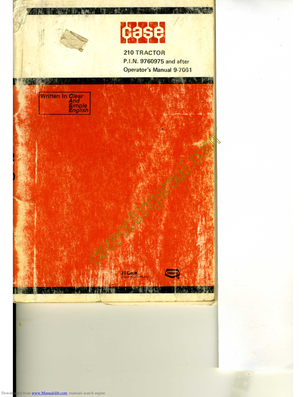 Première page de Case 210 Operator s Manual