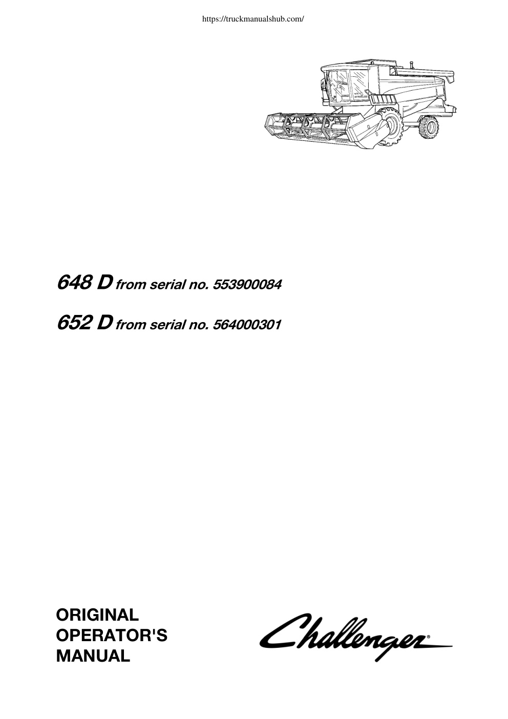 Première page de Challenger 648D 652D Original Operator s Manual