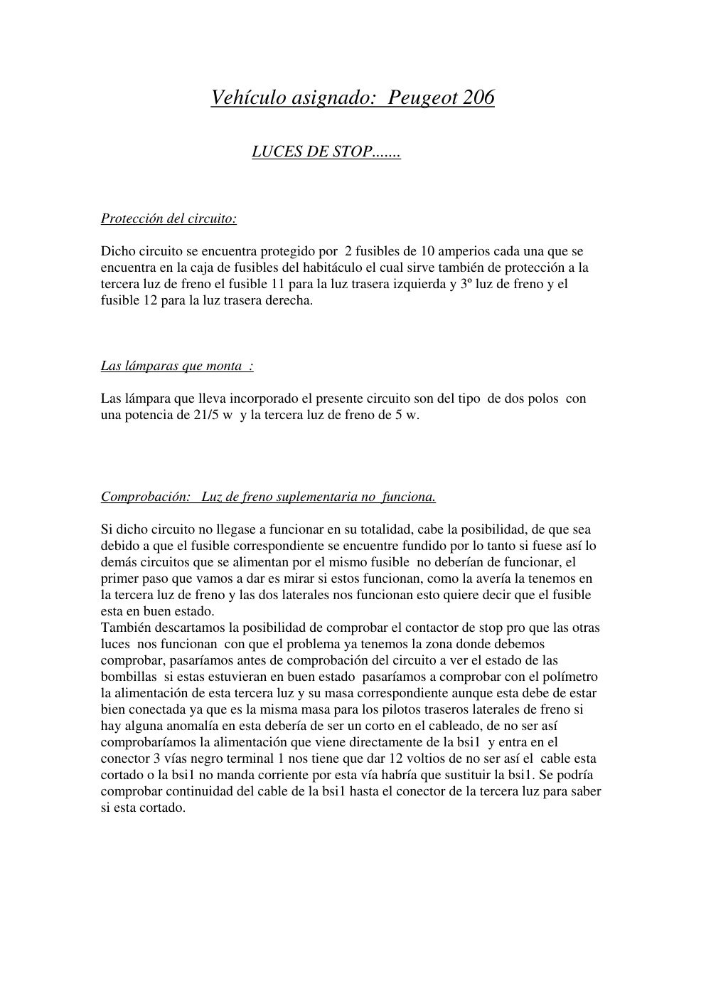 Première page de Circuitos Electrico Averias Peugeot 206