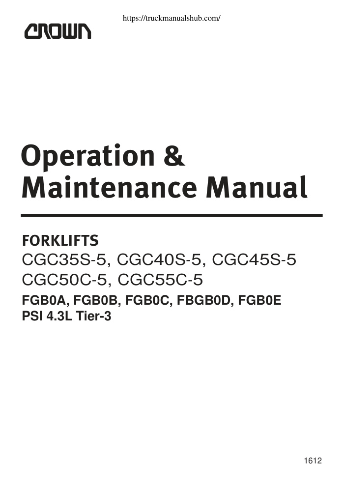 Première page de Crown CGC35S 5 CGC40S 5 CGC45S 5 CGC50C 5 CGC55C 5 Service Maintenance Manual