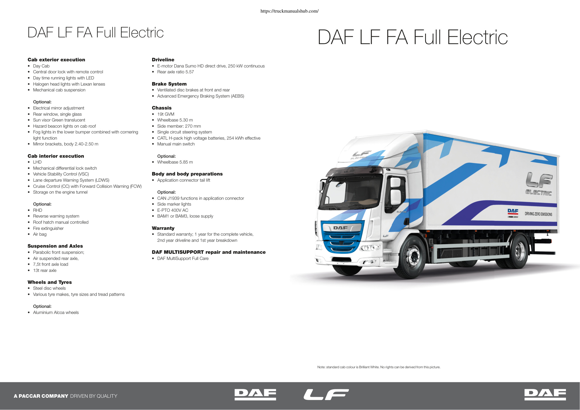 Première page de DAF LF Electric Infosheet