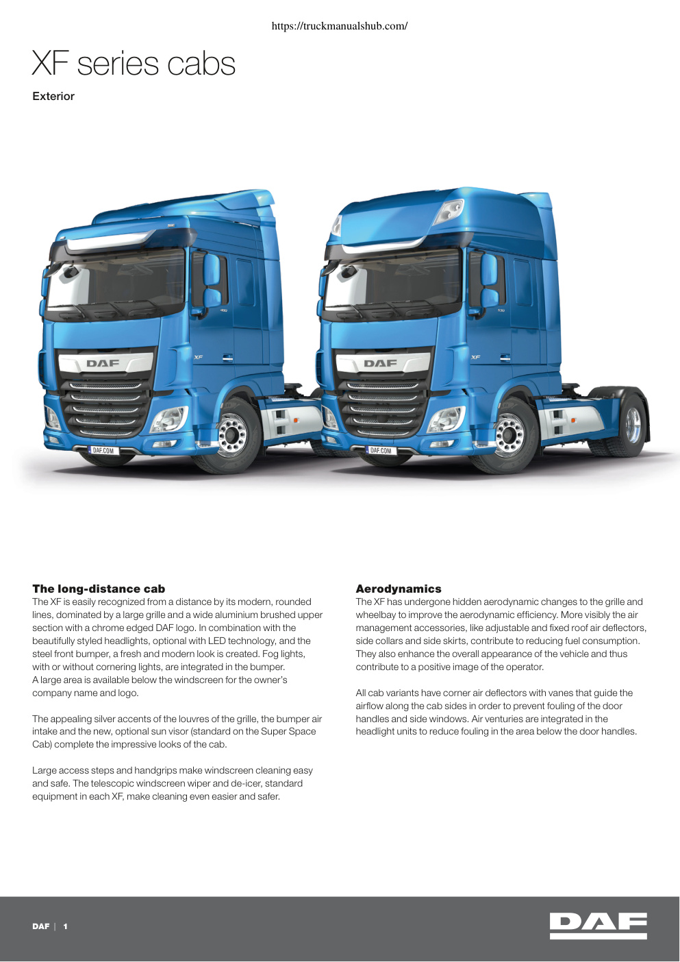 Première page de DAF XF cabs