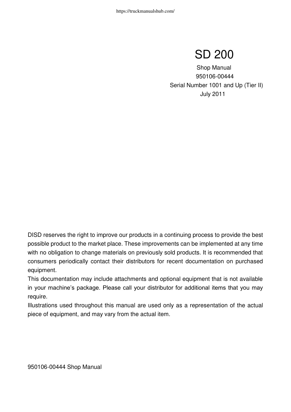 Première page de DISD SD200 Shop Manual