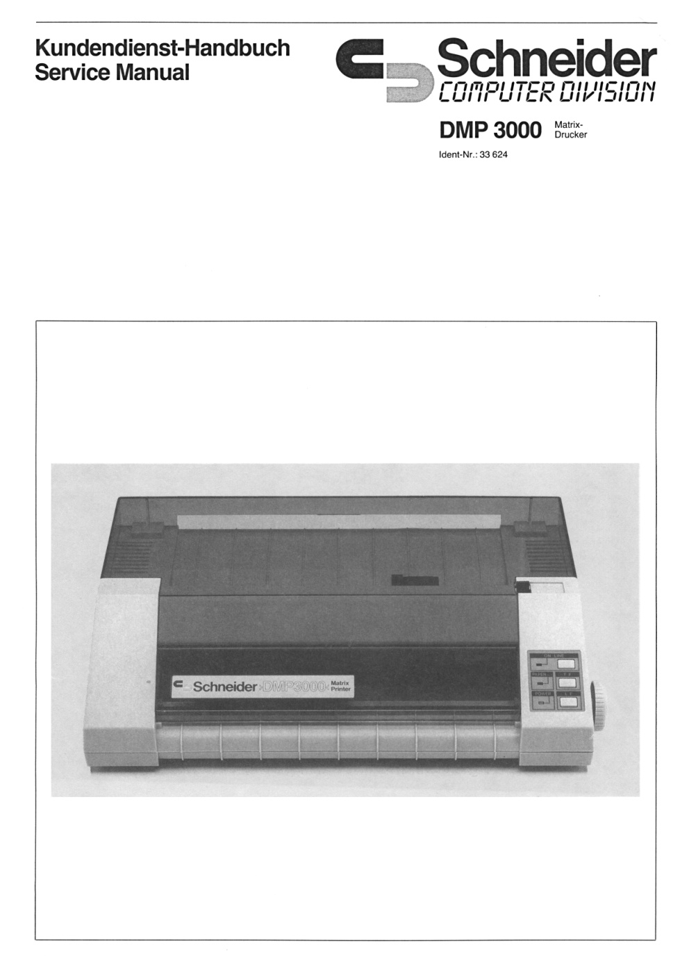 Première page de DMP3000 SCHNEIDER Service Manual ENG GER acme