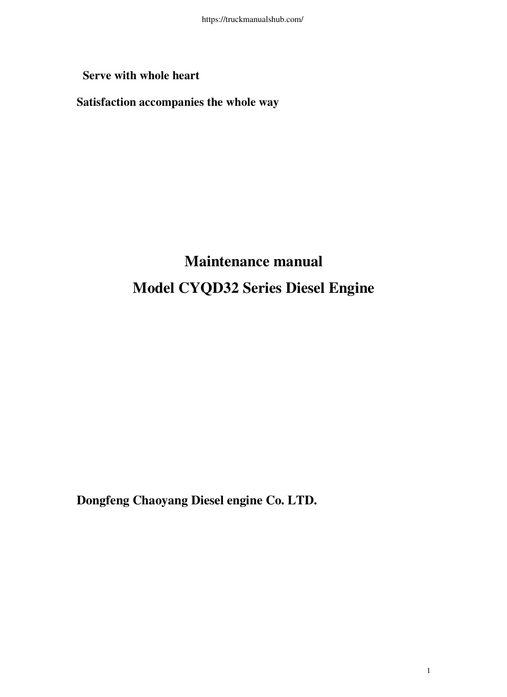 Première page de Dongfeng Chaoyang Diesel engine CYQD 32 Series CYQD32EGR CYQD32T CYQD32TI Service Manual