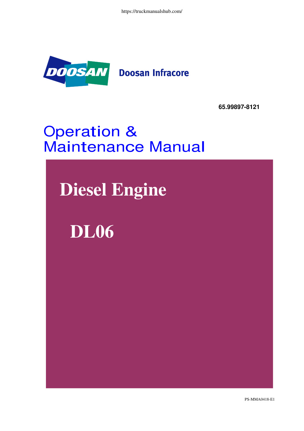 Première page de Doosan Diesel Engine DL06 Operation Maintenance Manual
