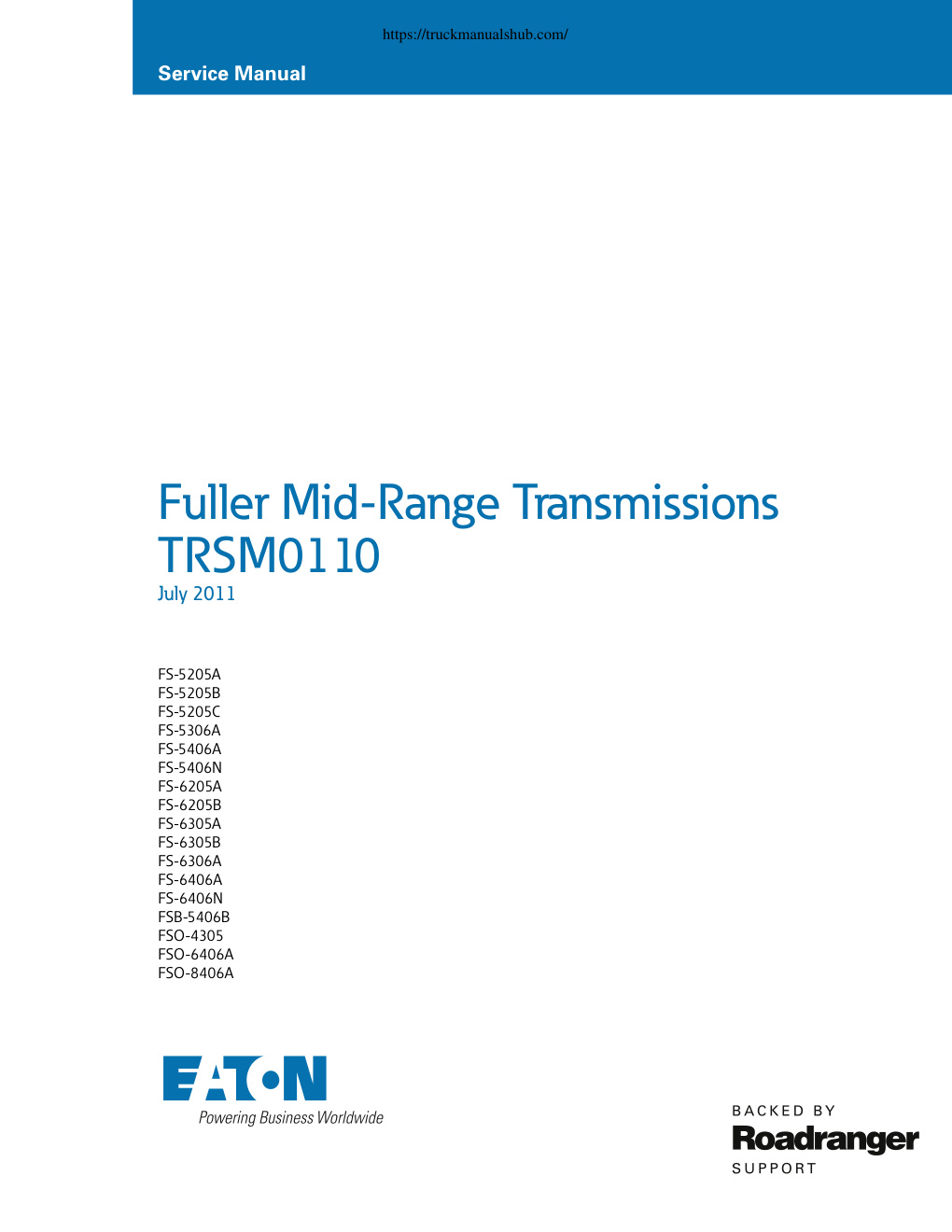 Première page de Eaton FS 5205A Transmission Service Manual