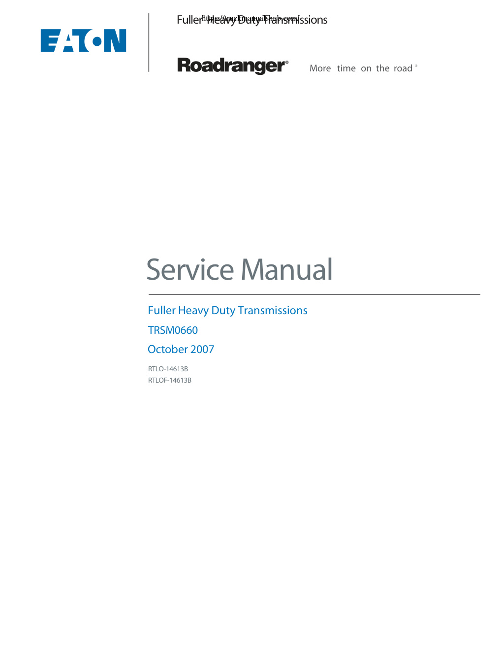 Première page de Eaton Fuller 13 Speed Road Ranger Service Manual