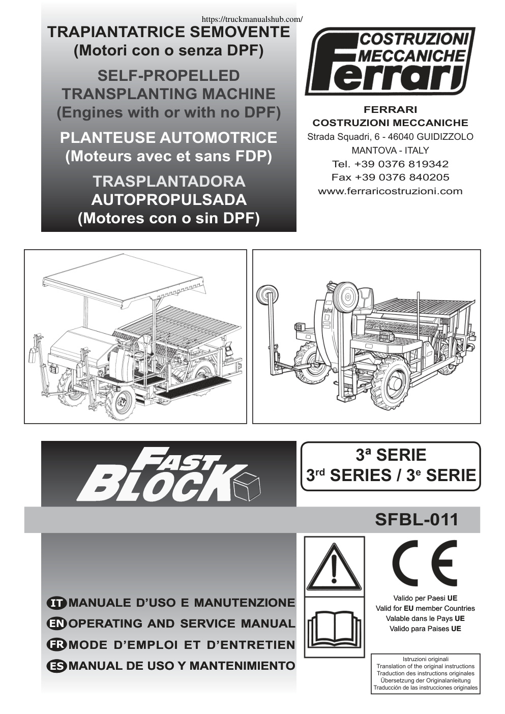 Première page de Ferrari 3 Series Operating and Service Manual
