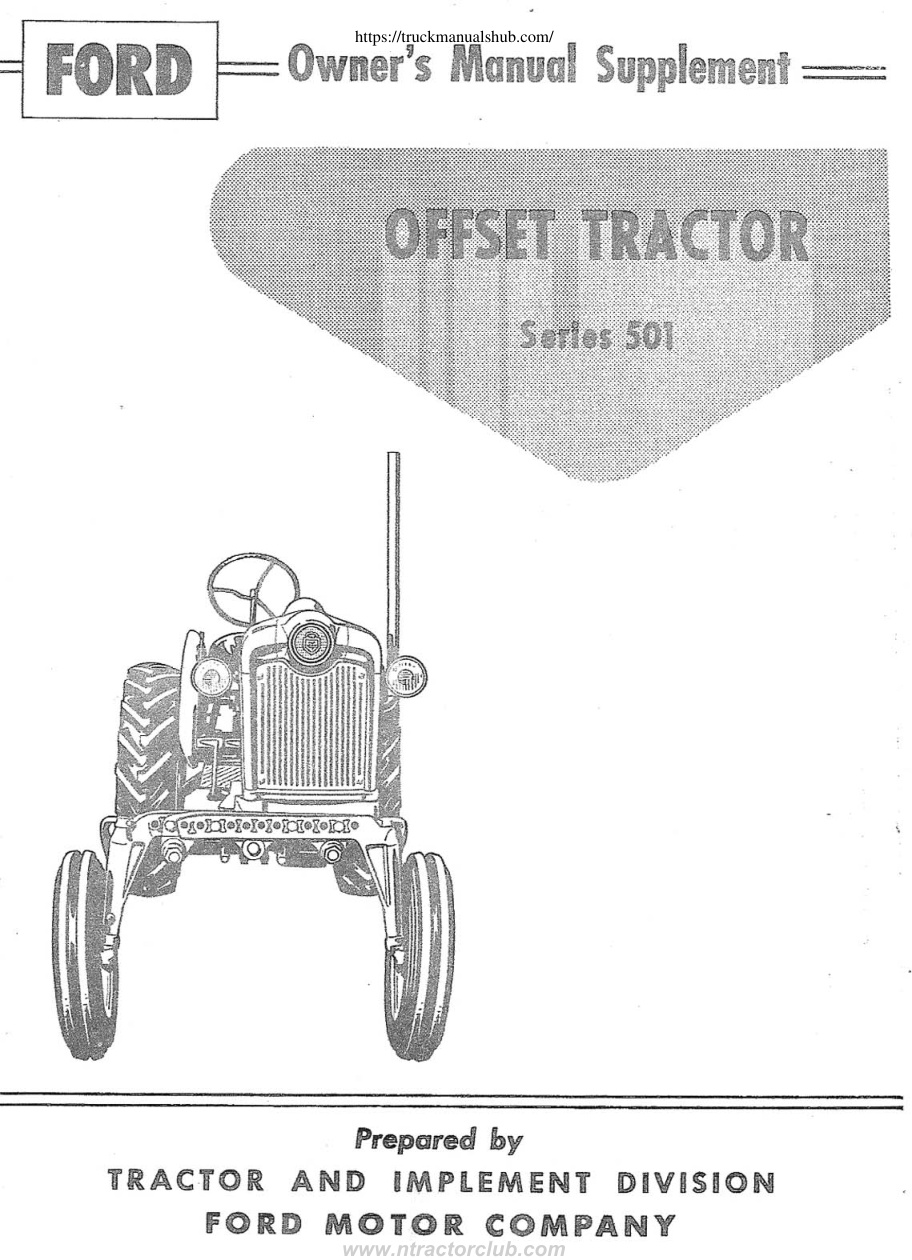 Première page de Ford 501 Offset Tractor 1960 Owner s Manual