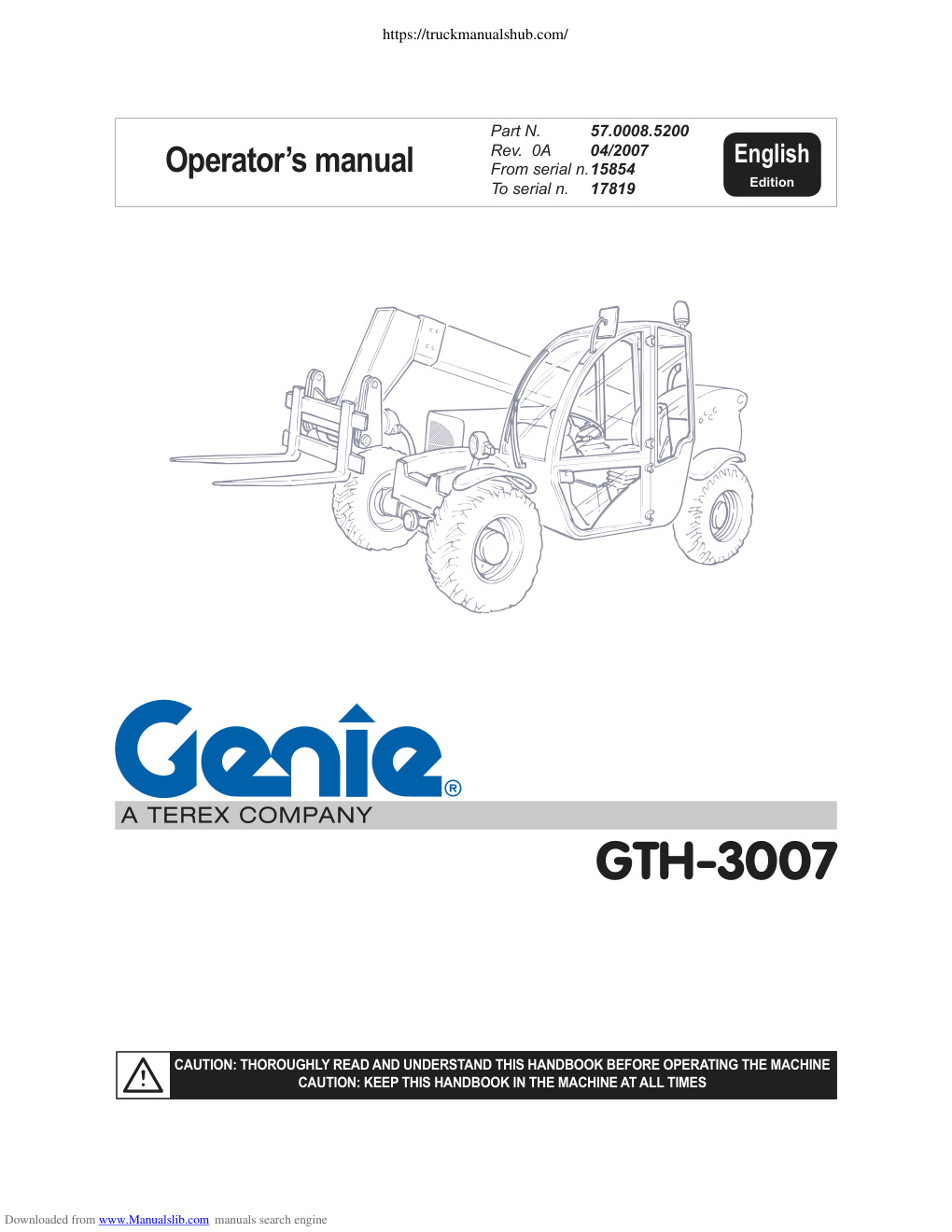 Première page de Genie GTH 3007 Operator s Manual
