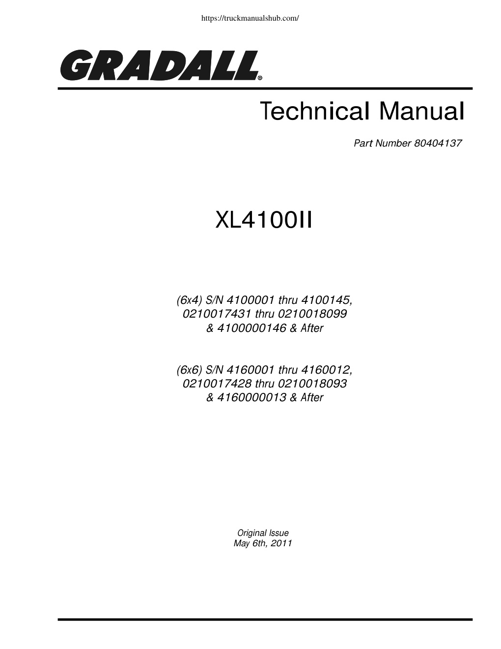 Première page de Gradall XL4100 Electrical System Manual
