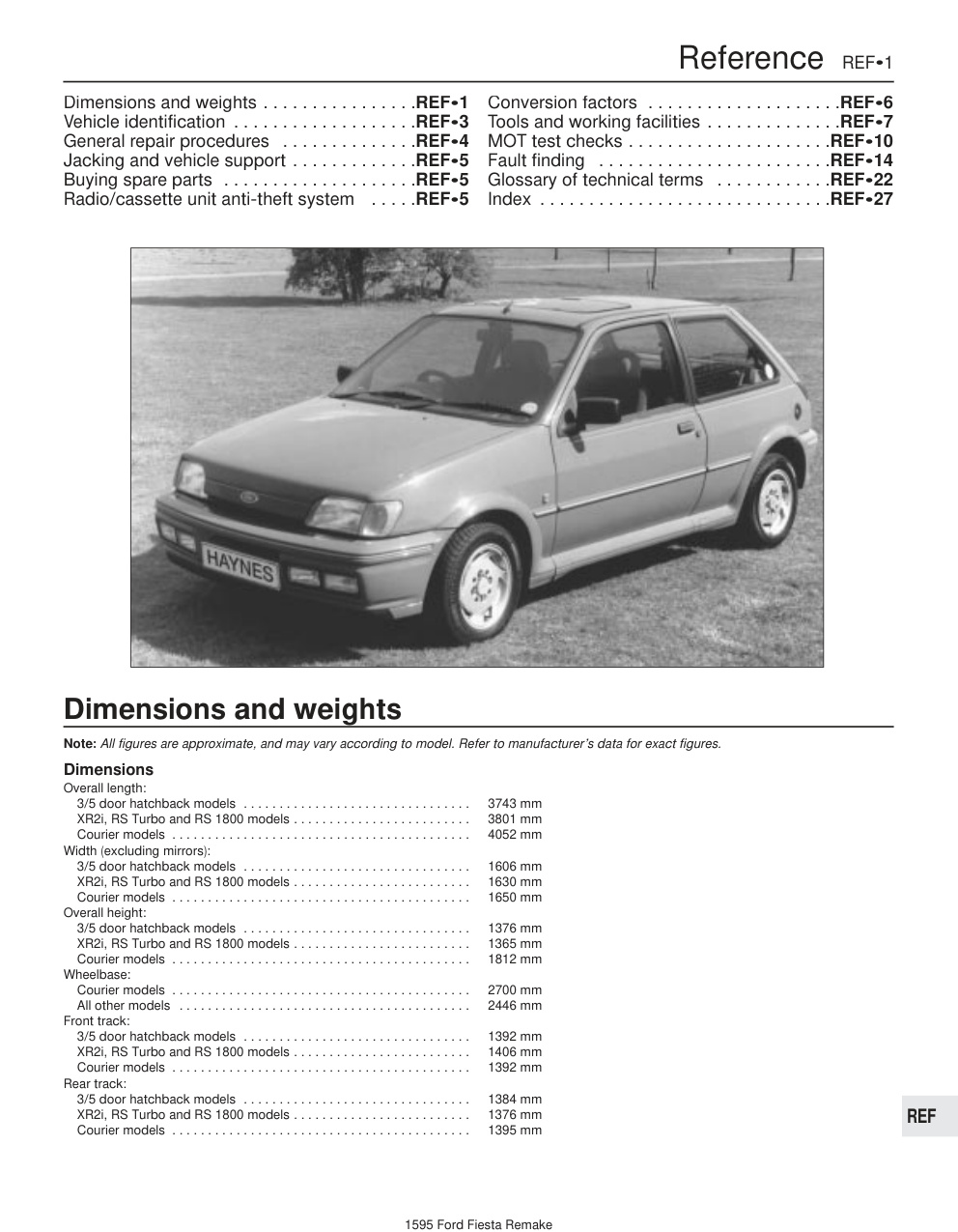 Première page de Haynes Manual Ford Fiesta