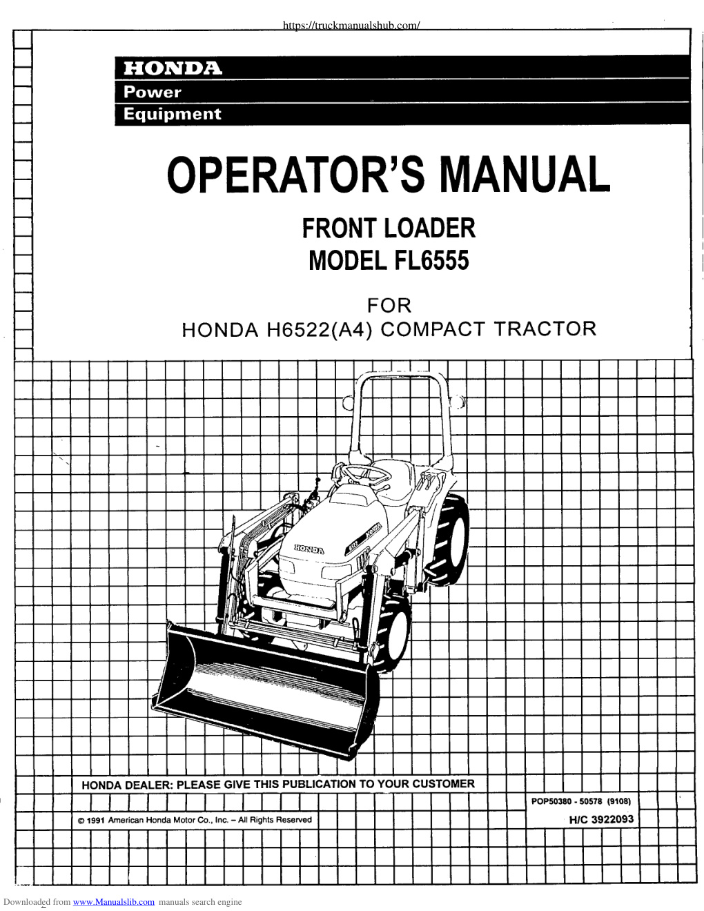 Première page de Honda FL6555 Operator s Manual
