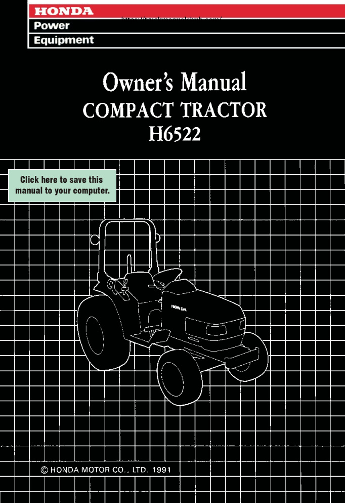 Première page de Honda H6522 H6522 A2 H6522 A4 Compact Tractor Owner s Manual