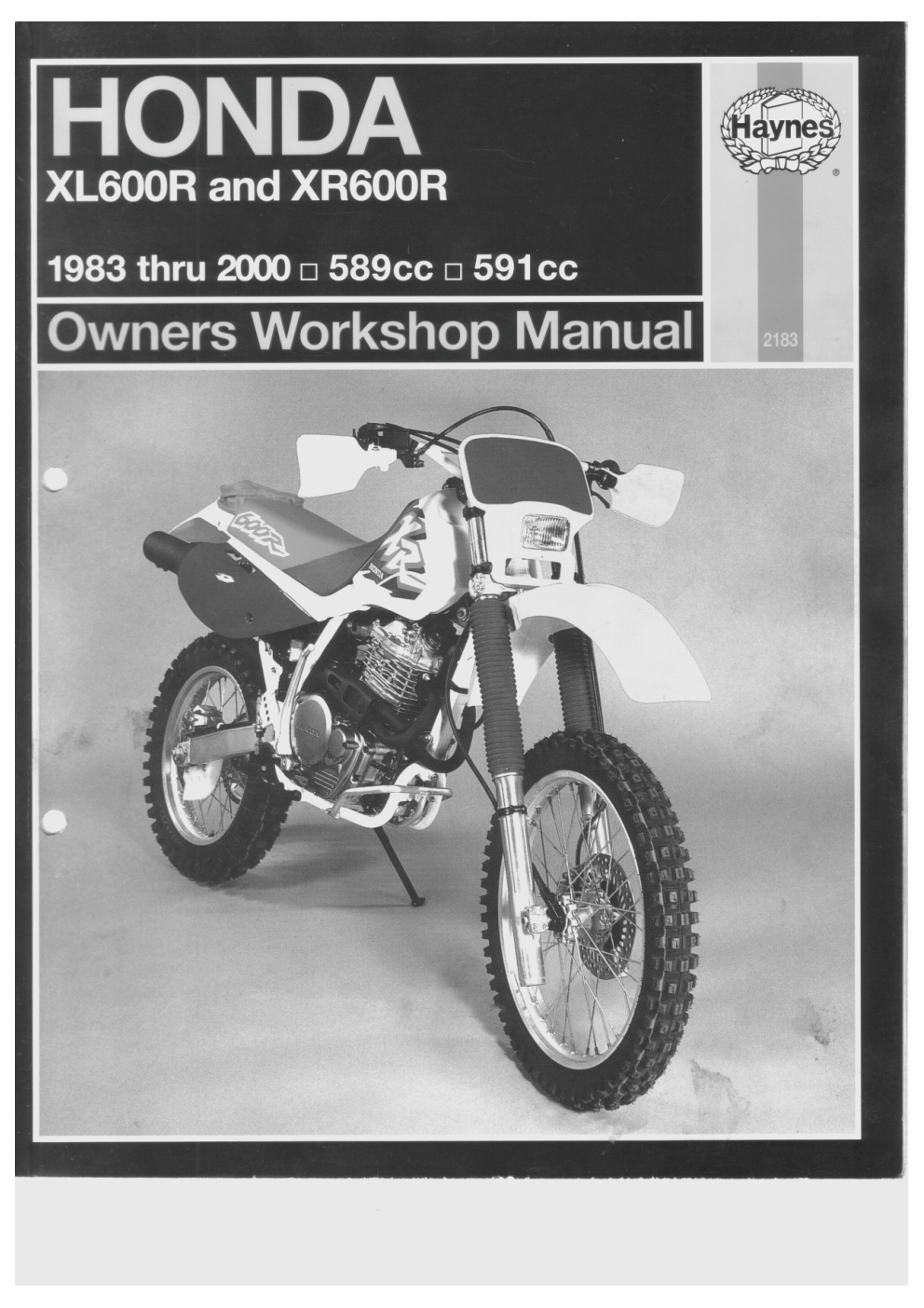 Première page de Honda Xl600R Xr600R 1983 2000 Haynes Service Manual