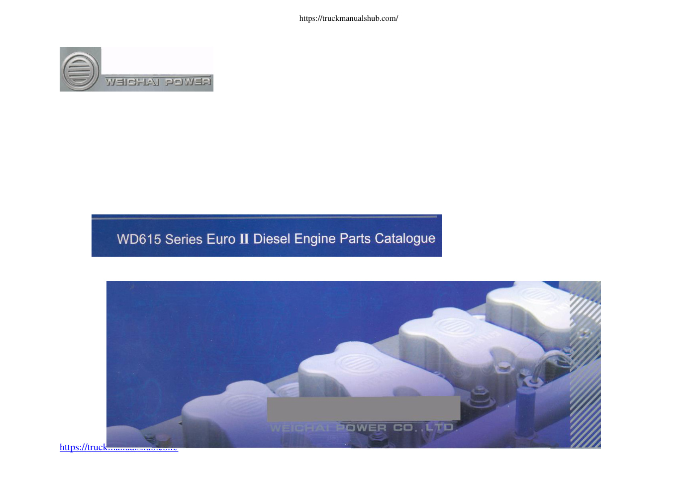 Première page de Howo WD615 Diesel Engine Parts Catalogue