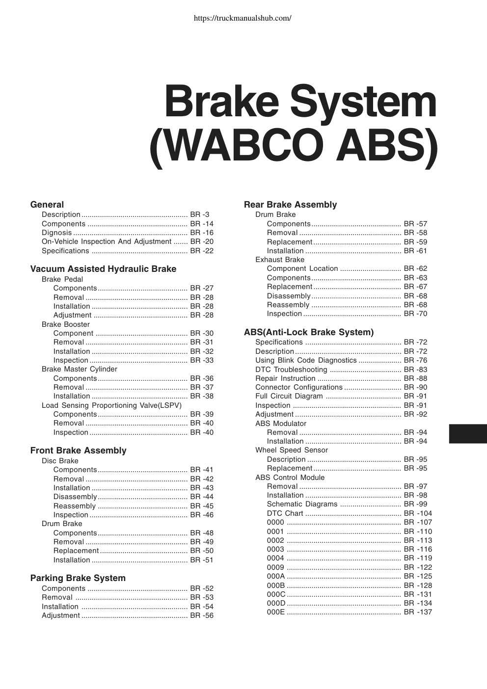 Première page de Hyundai HD78 Wabco ABS Brake System