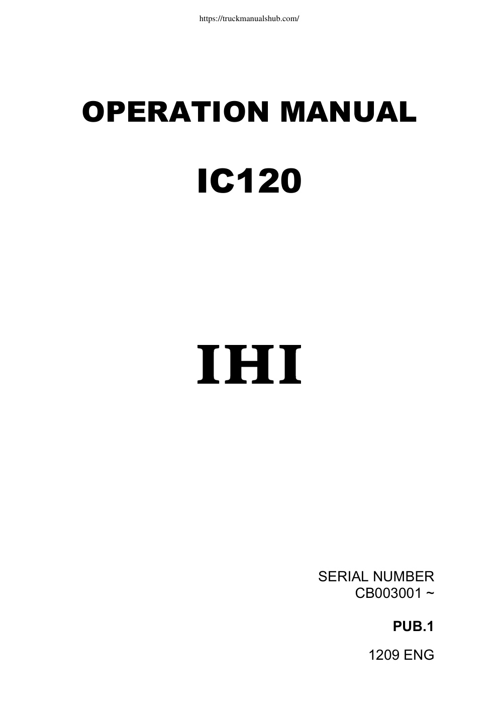 Première page de IHI IC120 Operation Manual