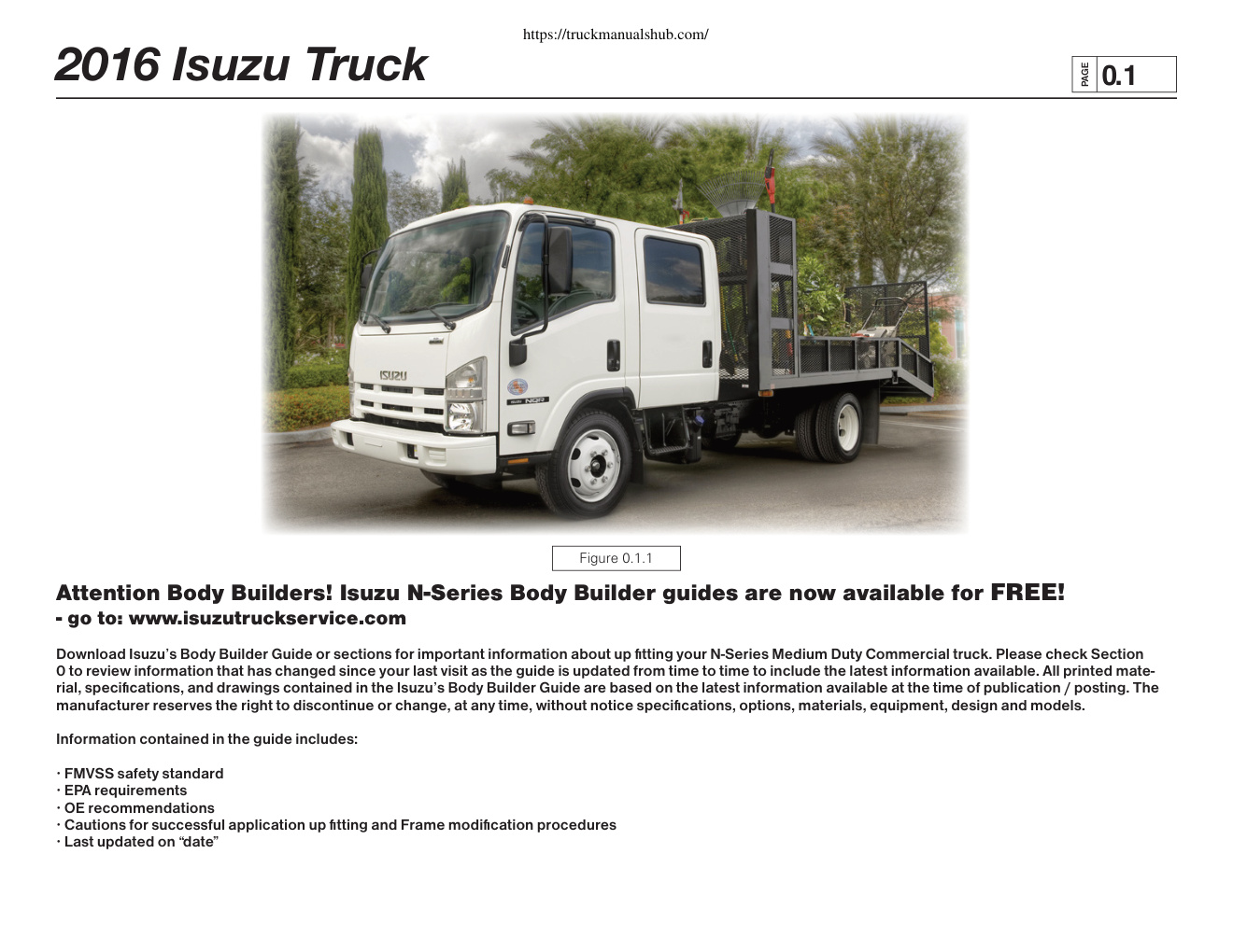 Première page de ISUZU Truck Body Builder Guide