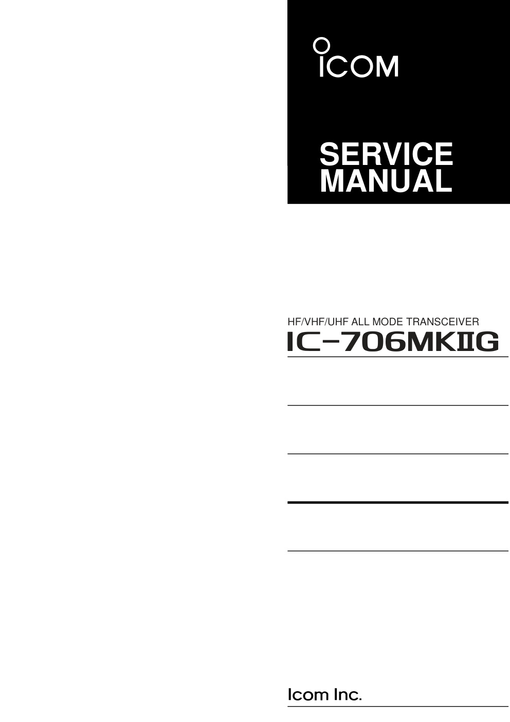 Première page de Icom ic 706mk2g service manual ham radio amateur radioamateur