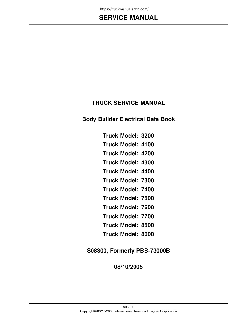 Première page de International Trucks Service Manual