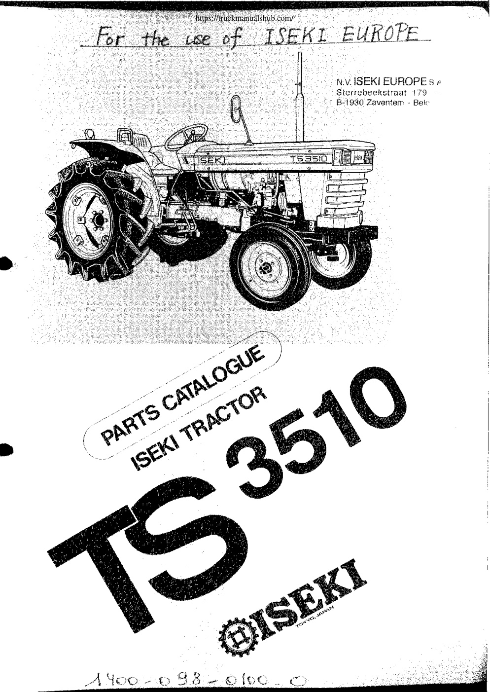 Première page de Iseki TS3510 Tractor Spare Parts Catalog