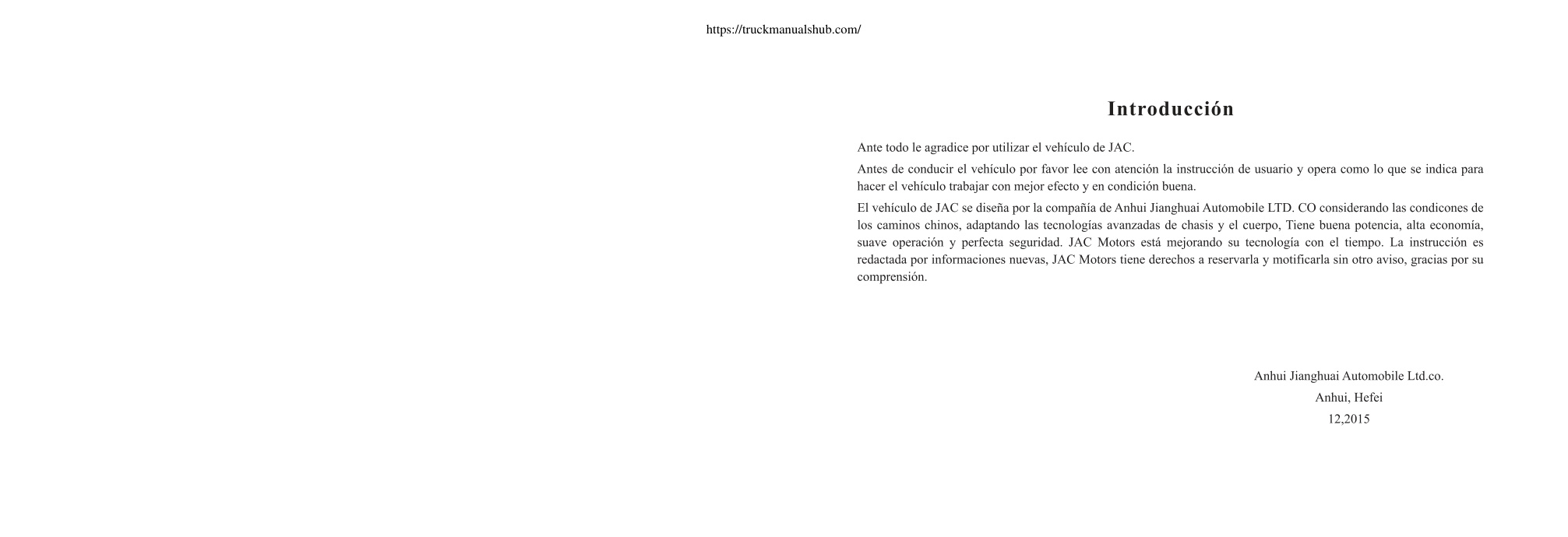 Première page de JAC X200 Owner s Maintenance Manual