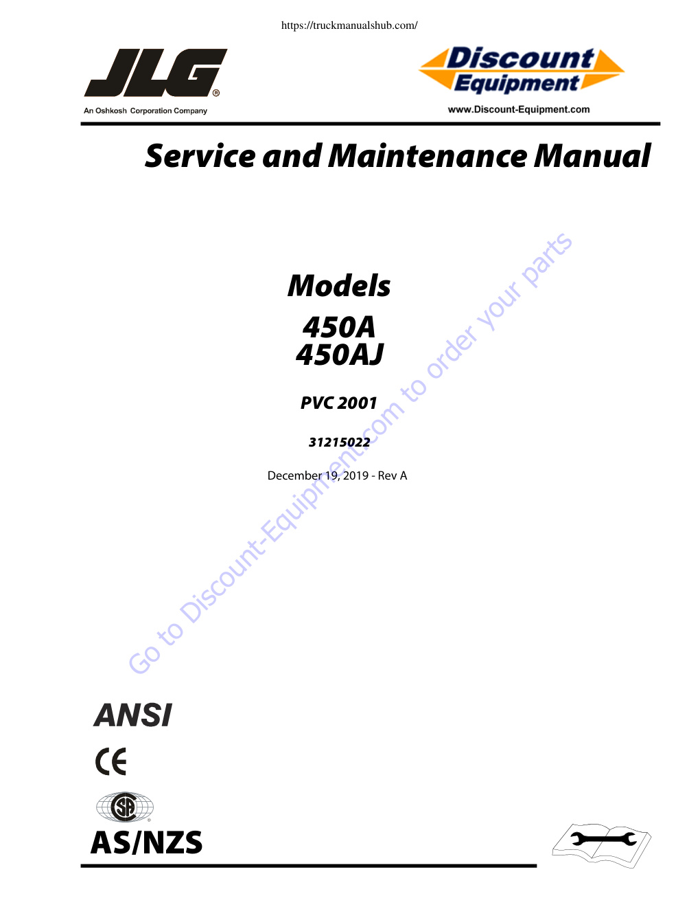 Première page de JLG 450A 450AJ Service Manual