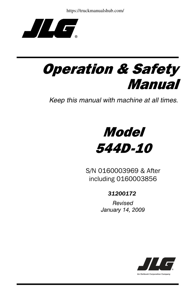 Première page de JLG 544D 10 Telehandler Operation Safety Manual